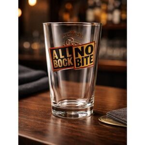 EUC Amber Bock 16 oz Beer Glass “All Bock No Bite”